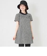シアーギンガム ロールネック ワンピース