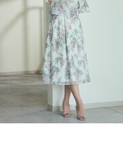 ライラックプリント ボリュームタックスカート