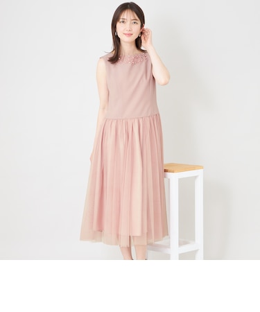 BOB＆PINK シャドウエアチュールアクセントワンピース