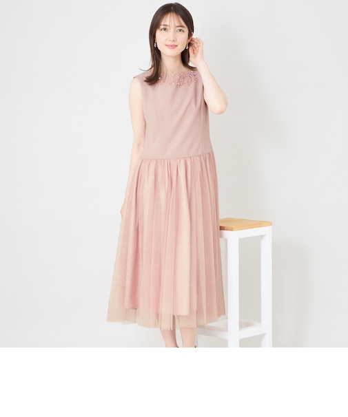 BOB＆PINK シャドウエアチュールアクセントワンピース