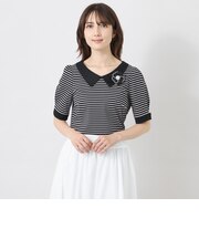 【冨張 愛さん着用】デザインネック ボーダーカットソー