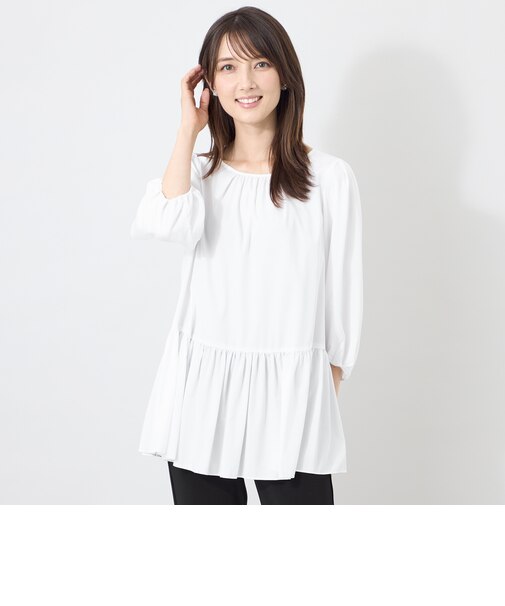 ギャザーデザイン チュニックブラウス
