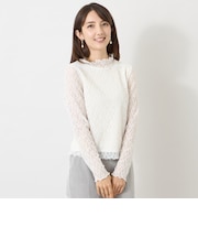 ストレッチレース ハイネックプルオーバー