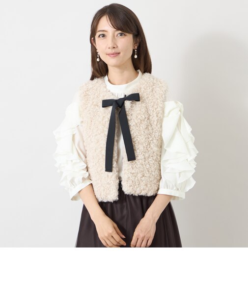 エアリーカールファー ショートジレ