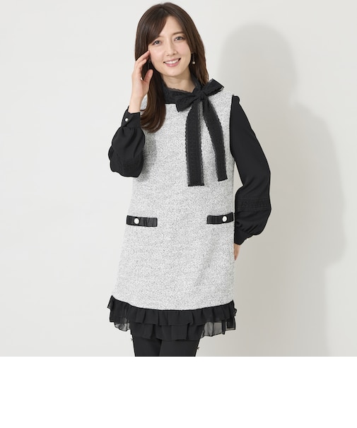 ヘムフリルカットジョーゼット チュニック