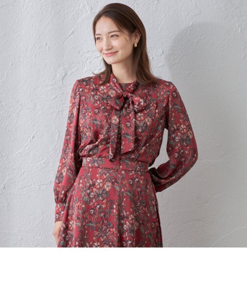 【LIBERTY】HESTIAノーブルサテン　ボウタイブラウス