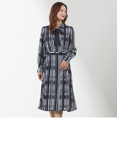 ランダムチェックプリントワンピース