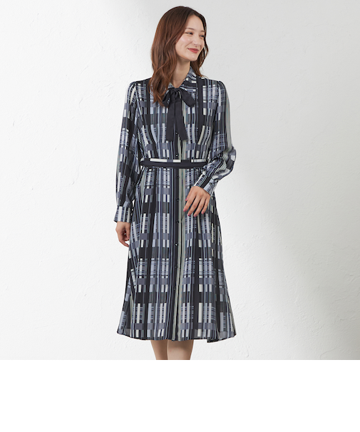 ランダムチェックプリントワンピース
