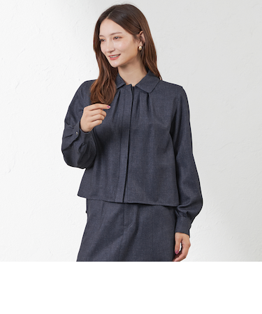 デニムライクシャツブラウス
