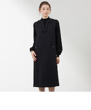 【尾州素材】ツイードネイビーワンピース