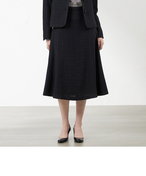 【尾州素材】ツイードネイビースカート