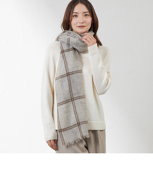 ウォッシャブルカシミヤチェックストール