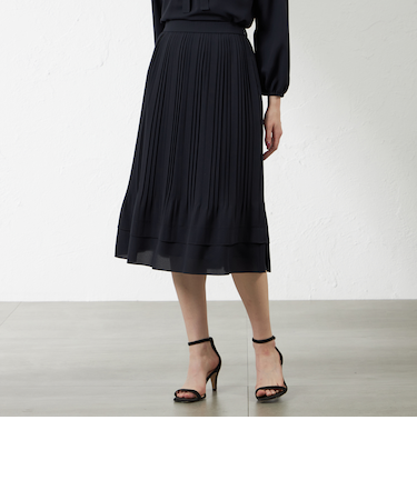 ソフトストレッチジョーゼットランダムプリーツスカート