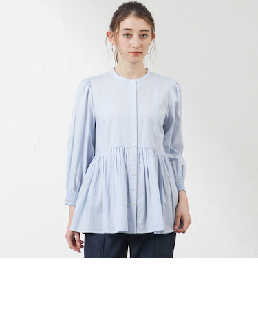 先染めストライプブラウス