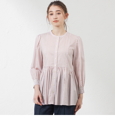 先染めストライプブラウス