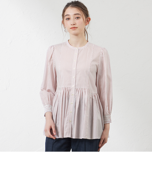 先染めストライプブラウス
