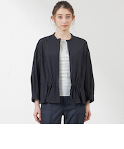 ナチュラルドライオーガンジーバンドカラーシャツジャケット