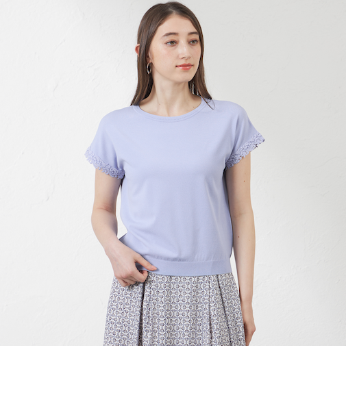 ライトレーヨンストレッチレース付プルオーバー