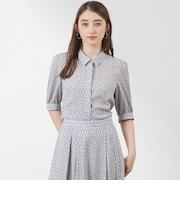 ビットプリント幾何ブラウス