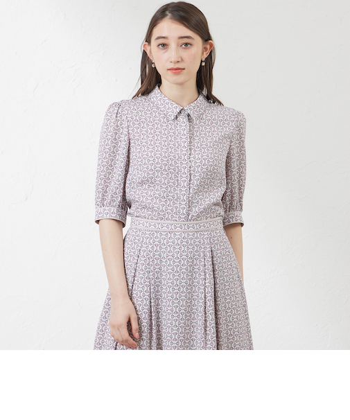 ビットプリント幾何ブラウス