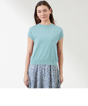 シャイニーコットン混プルオーバー