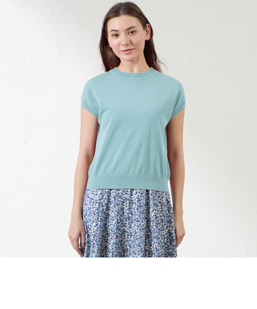 シャイニーコットン混プルオーバー