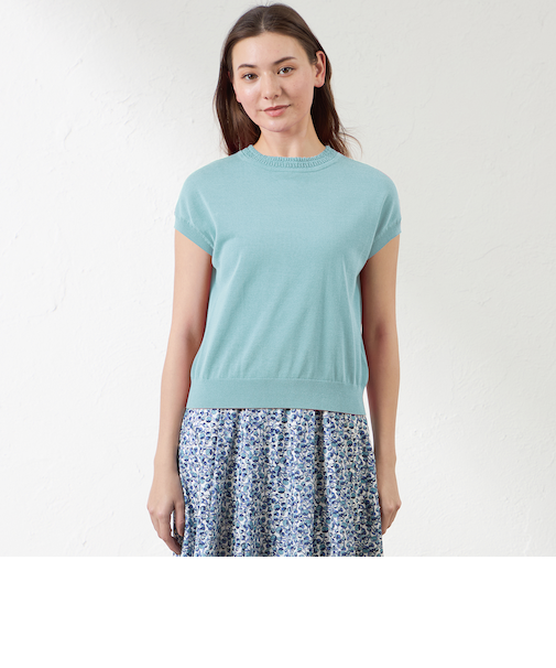 シャイニーコットン混プルオーバー