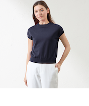 シャイニーコットン混プルオーバー