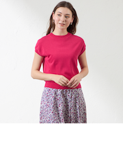 シャイニーコットン混プルオーバー