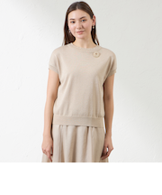 シャイニーコットン混ラメプルオーバー