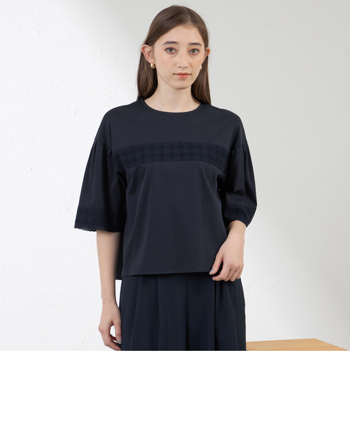 【Anniversary　Piece】シルケットスムース×レース プルオーバー