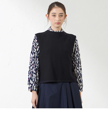 バルキーストレッチ編み柄ベスト