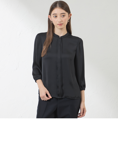 ブライトストレッチフロントタックブラウス