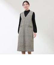 【Anniversary　Piece】【尾州素材】ツイードジャンパードレス