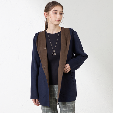 【Anniversary　Piece】紡毛配色リバーコート