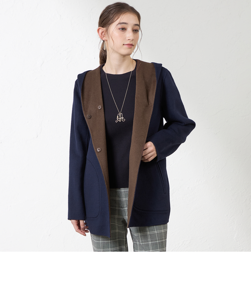 【Anniversary　Piece】紡毛配色リバーコート