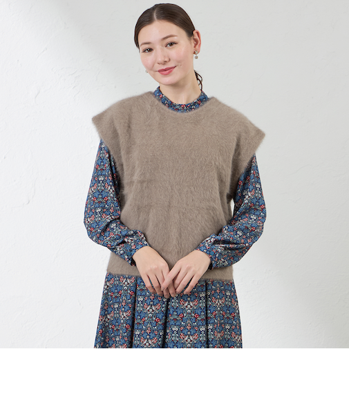 ヘアリーニットジレ