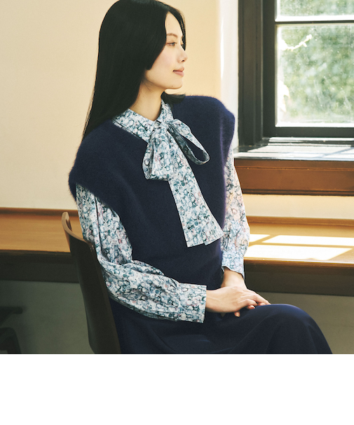 ヘアリーニットジレ