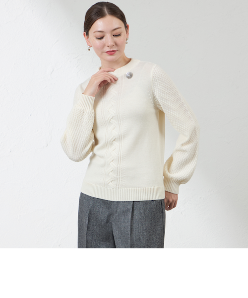 ブークレー格子柄 クルーネックショートカーディガン｜ニューヨーカー