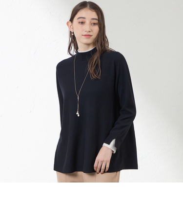 バイカラーラインチュニックニット