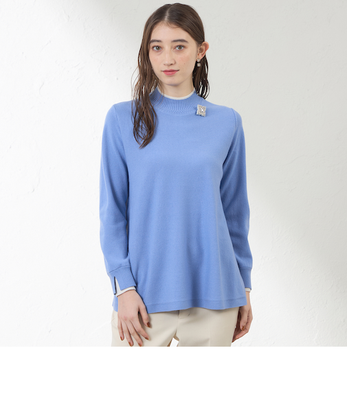 バイカラーラインチュニックニット