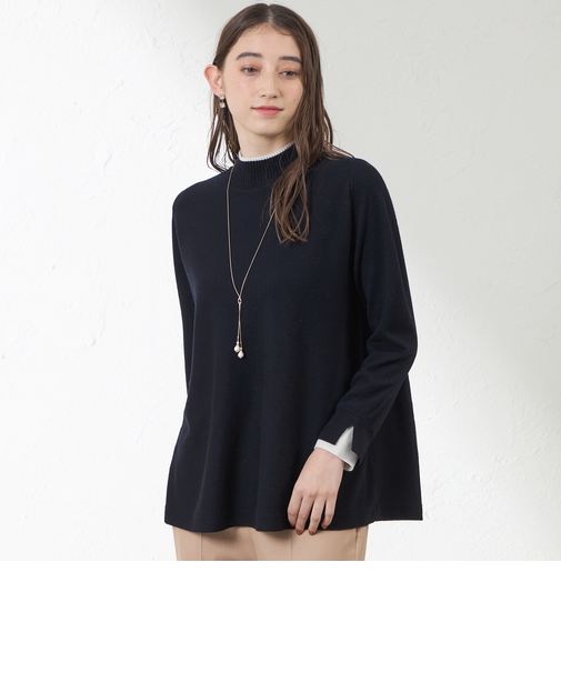 バイカラーラインチュニックニット