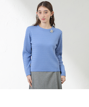 ラメケーブルニット