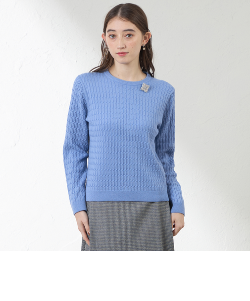 ラメケーブルニット