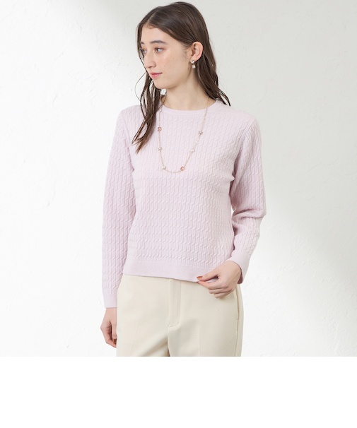 ラメケーブルニット