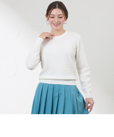 バルキーストレッチ編み柄ニット