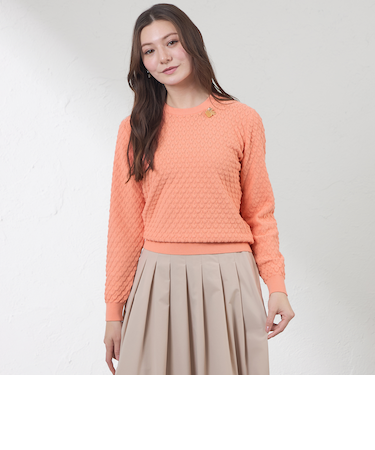 バルキーストレッチ編み柄ニット