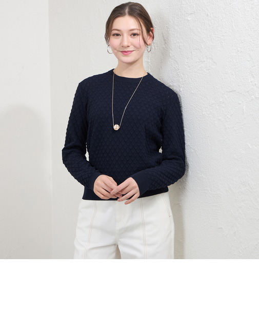 バルキーストレッチ編み柄ニット