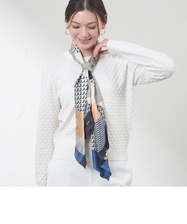 カラーブロックジオメトリックスカーフ