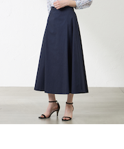 シャンブレーデニムフレアスカート